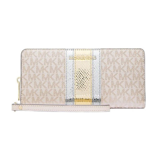 Michael Kors Metallic Stripe Wristlet White